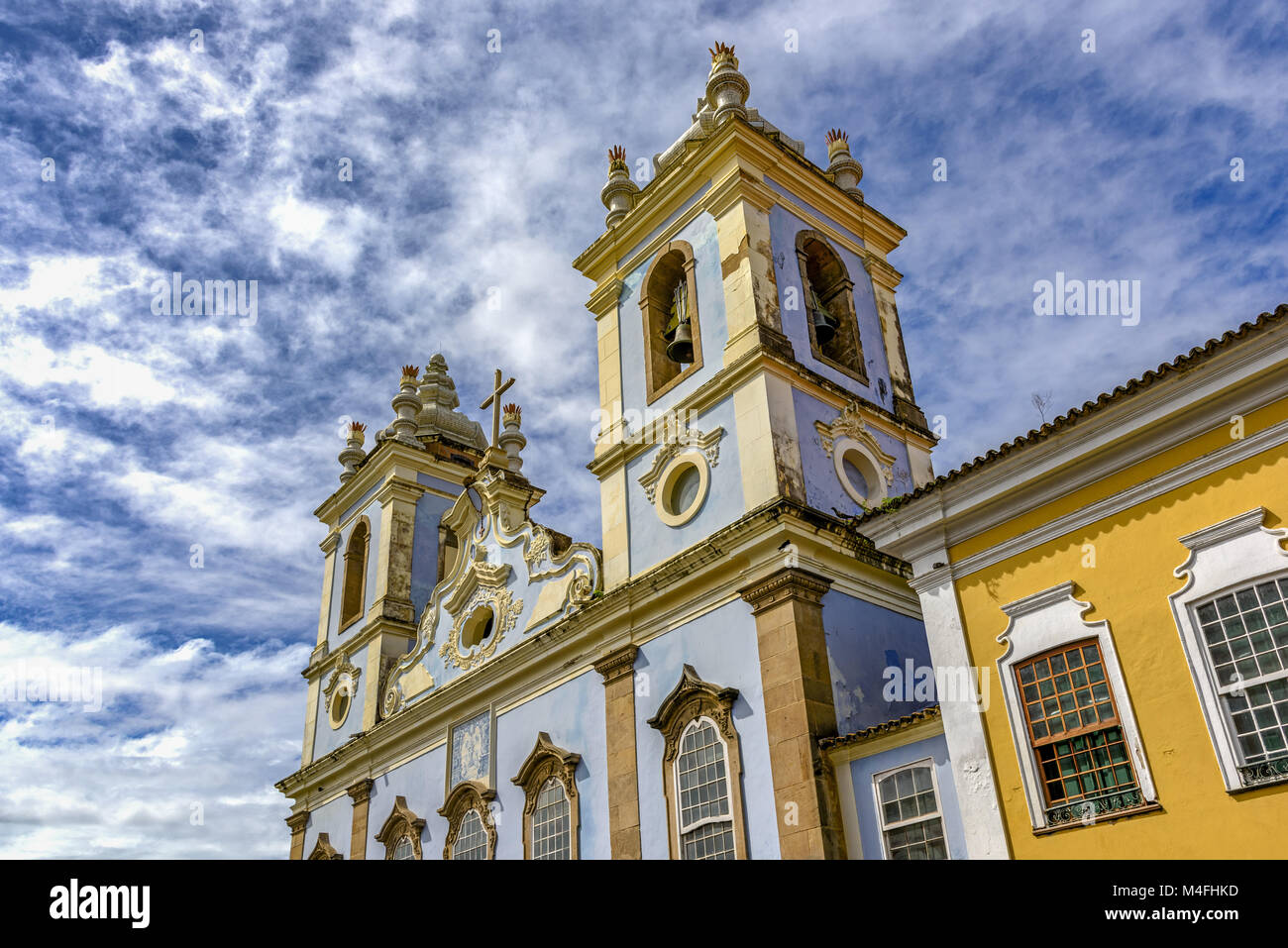 La facciata della chiesa nel Pelorinho, Salvador Foto Stock