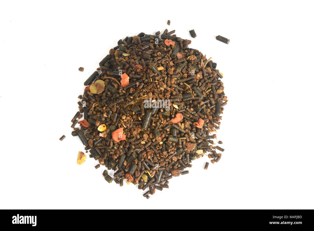 Cavallo di alimentazione con erba medica girasole Frumento apple carota e semi di soia etc Foto Stock