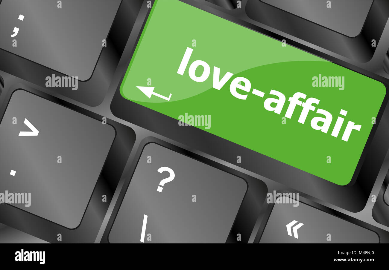 L'amore-vicenda sulla chiave o la tastiera che mostra la internet dating concept Foto Stock