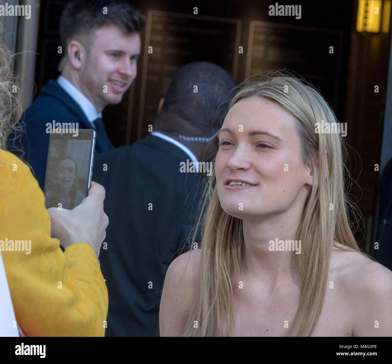 Amy Thomson' il progettista fuori la sua presentazione presso Fashion Scout per la London Fashion Week, Credito: Ian Davidson/Alamy Live News Foto Stock