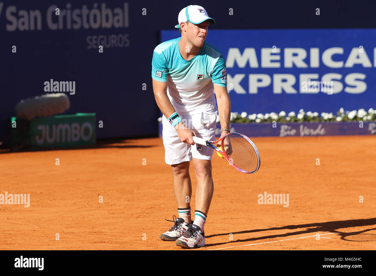 Bueos Aires, Argentina. Xvi Feb, 2018. Diego Schwartzman durante i quarti di Buenos Aires ATP 250 questo venerdì il tribunale centrale di Buenos Aires Lawn Tennis, Argentina. Credito: Néstor J. Beremblum/Alamy Live News Foto Stock