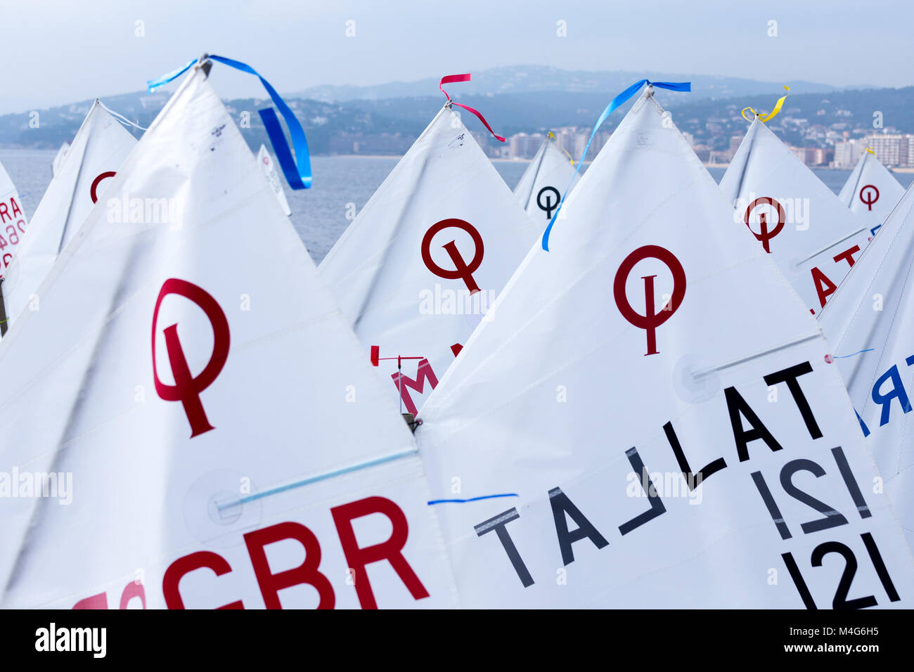 Palamos, Spagna. Xvi Feb, 2018. Xxix International Palamos Optimist Trophy 2018, XIII Nations Cup, 16 febbraio 2018 , Città Palamos, Spagna Credito: Arpad Radoczy/Alamy Live News Foto Stock