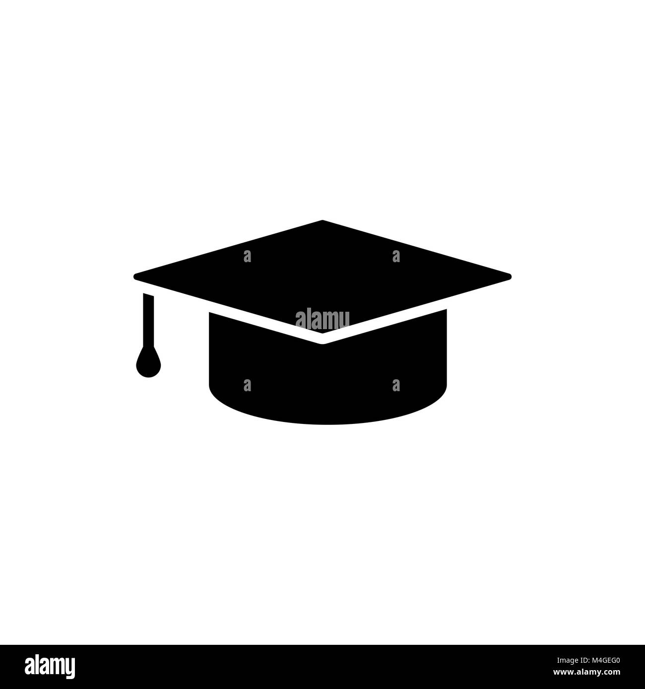 Icona di istruzione isolati su sfondo bianco. Tappo di graduazione simbolo in stile appartamento. Semplice luogo astratto icona in nero. Illustrazione di vettore per il grafico Illustrazione Vettoriale