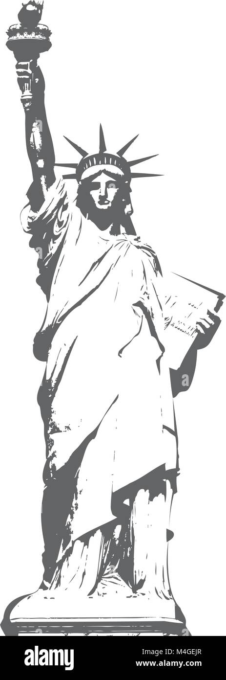 Silhouette della statua della libertà di New York Illustrazione Vettoriale