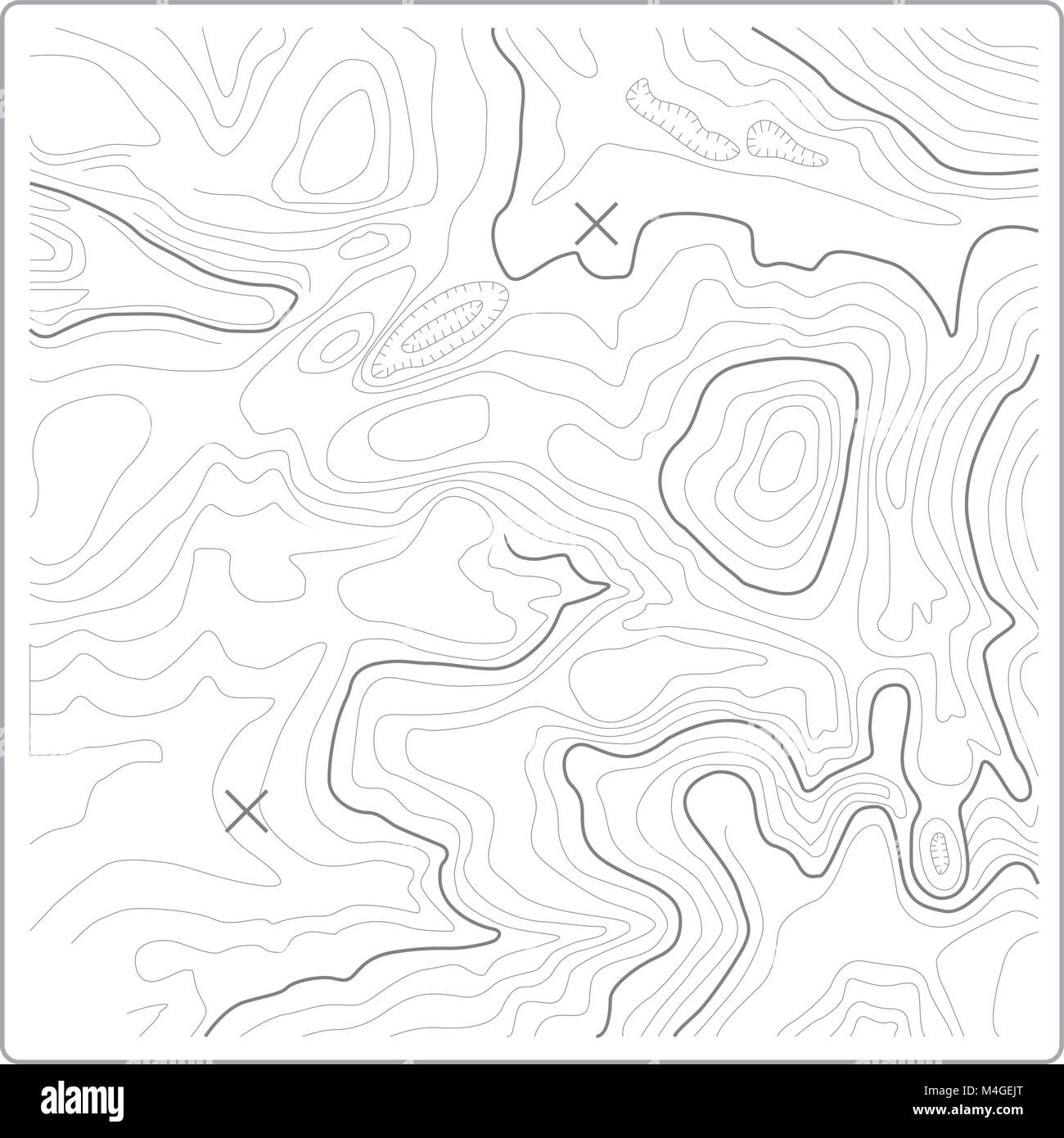 Mappa topografica di sollievo e di altezze di terra Illustrazione Vettoriale