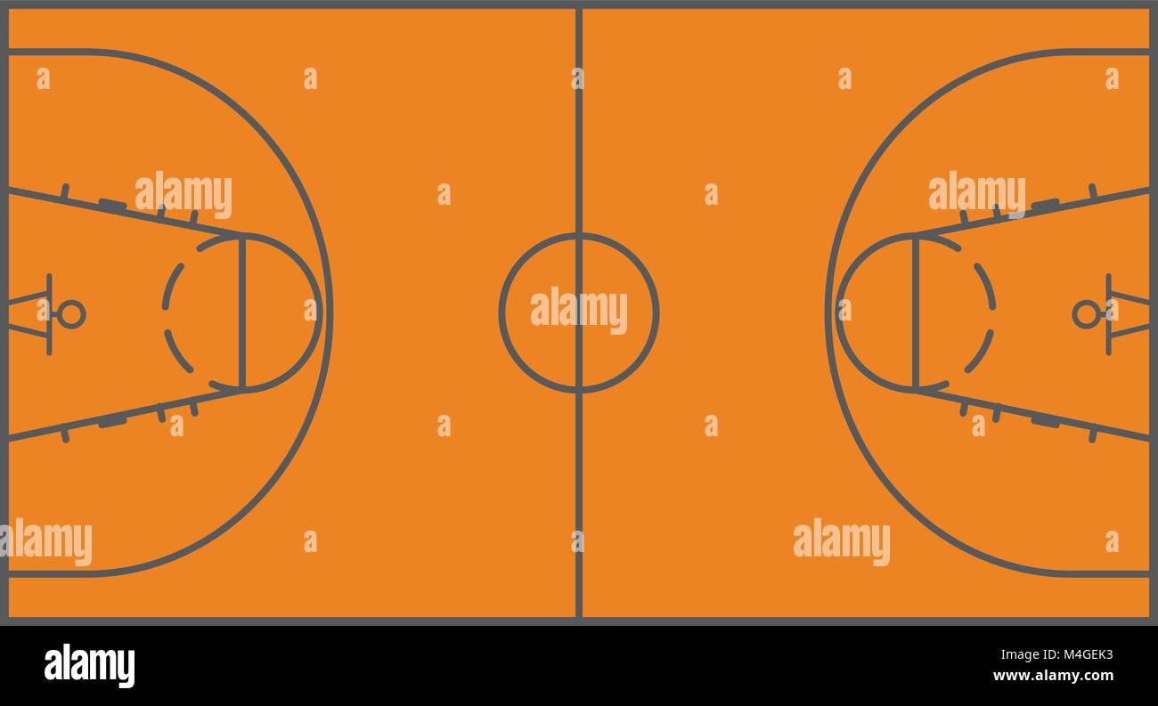 Campo da basket layout - campo da gioco dello schema, vista dall’alto