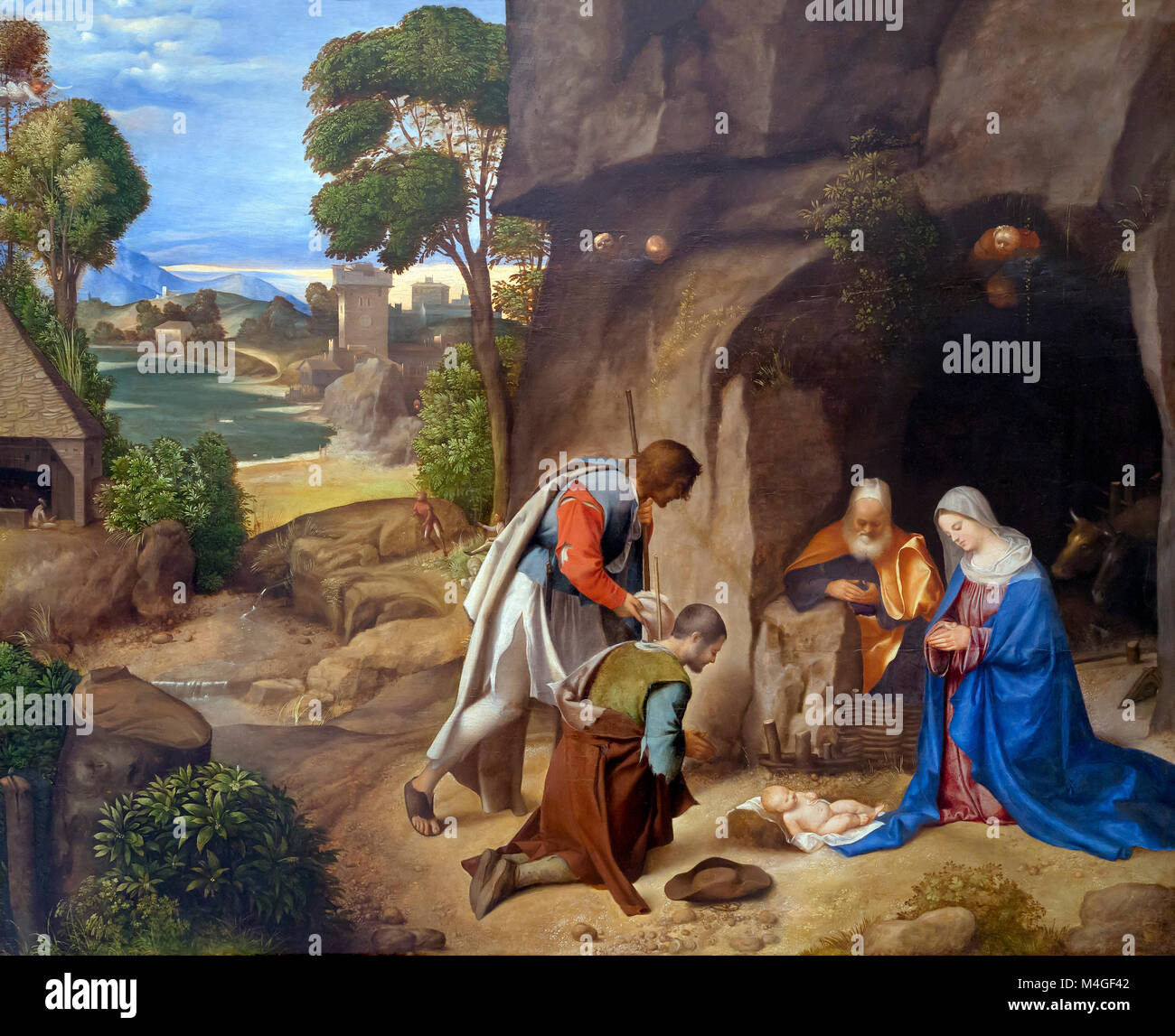 La Adorazione dei pastori, Giorgione, circa 1505-1510, National Gallery of Art di Washington DC, USA, America del Nord Foto Stock