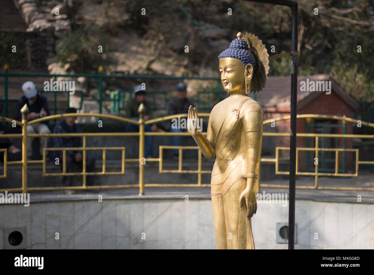 Statua di Buda nel tempio swayambunath, Kathmandu, Nepal Foto Stock