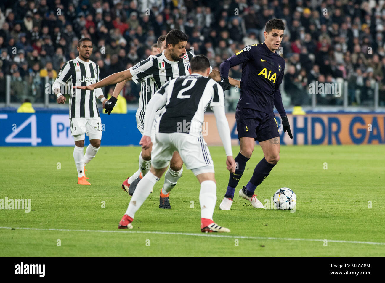 Erik Lamela (Tottenham)durante il match di Champions League Juventus FC vs Tottenham Hotspurs FC. Il punteggio finale è stato 2-2 in Juventus Stadium, Torino, Italia 1 Foto Stock