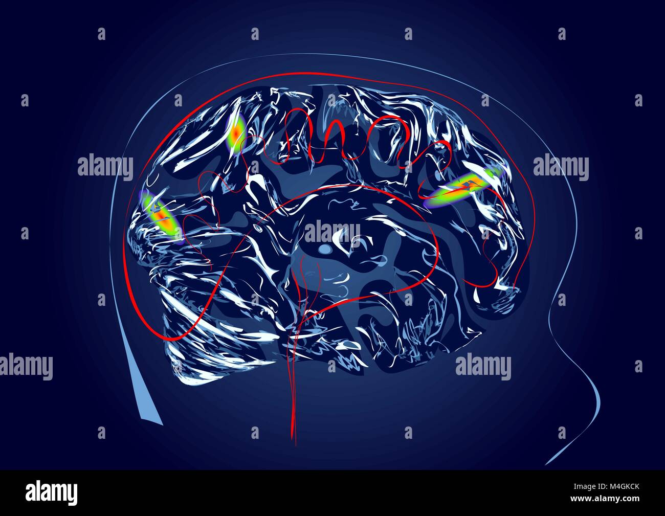 Scansione cerebrale illustrazione astratta. Il rilevamento di immagini in risonanza magnetica nucleare del cervello Illustrazione Vettoriale
