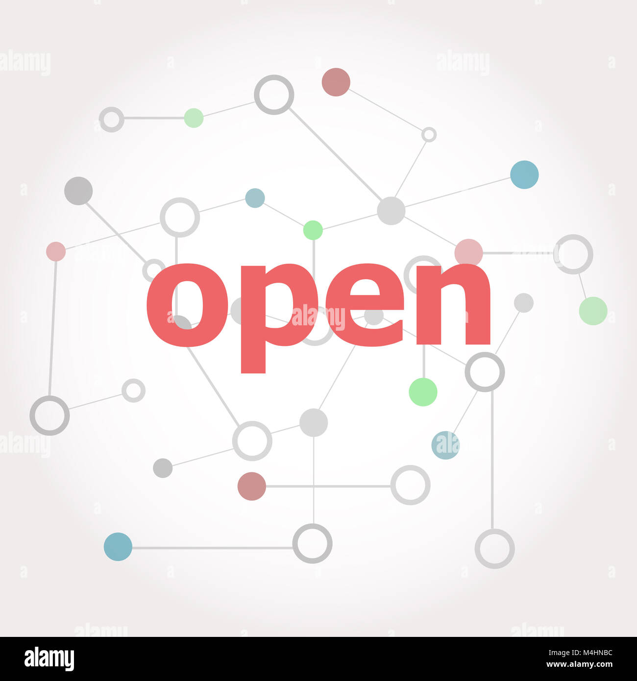 Testo aperto. Concetto di sicurezza . Linee collegate con punti. Foto Stock