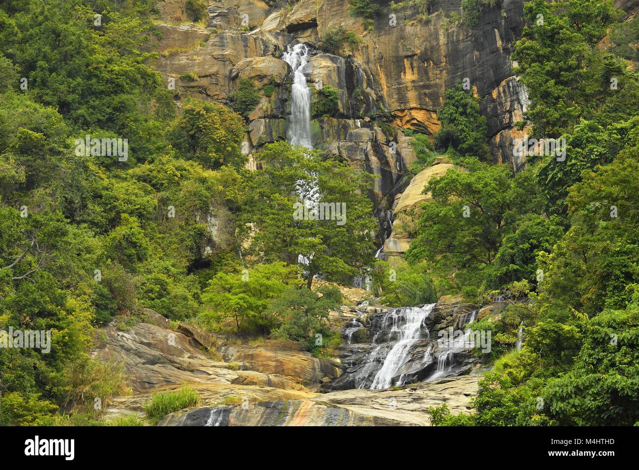 Ravana Falls, provincia centrale, Sri Lanka Foto Stock