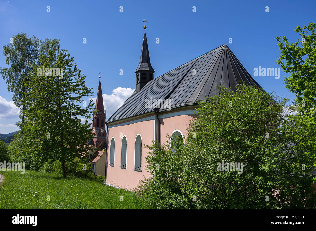 La chiesa di pellegrinaggio di Maria il nome (Maria Namen) in Zwiesel, Foresta Bavarese, Baviera, Germania. Foto Stock