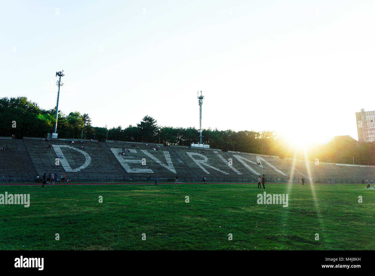 Tristemente famoso stadio denominato 'rivoluzione' presso la Middle East Technical University durante il tramonto Foto Stock