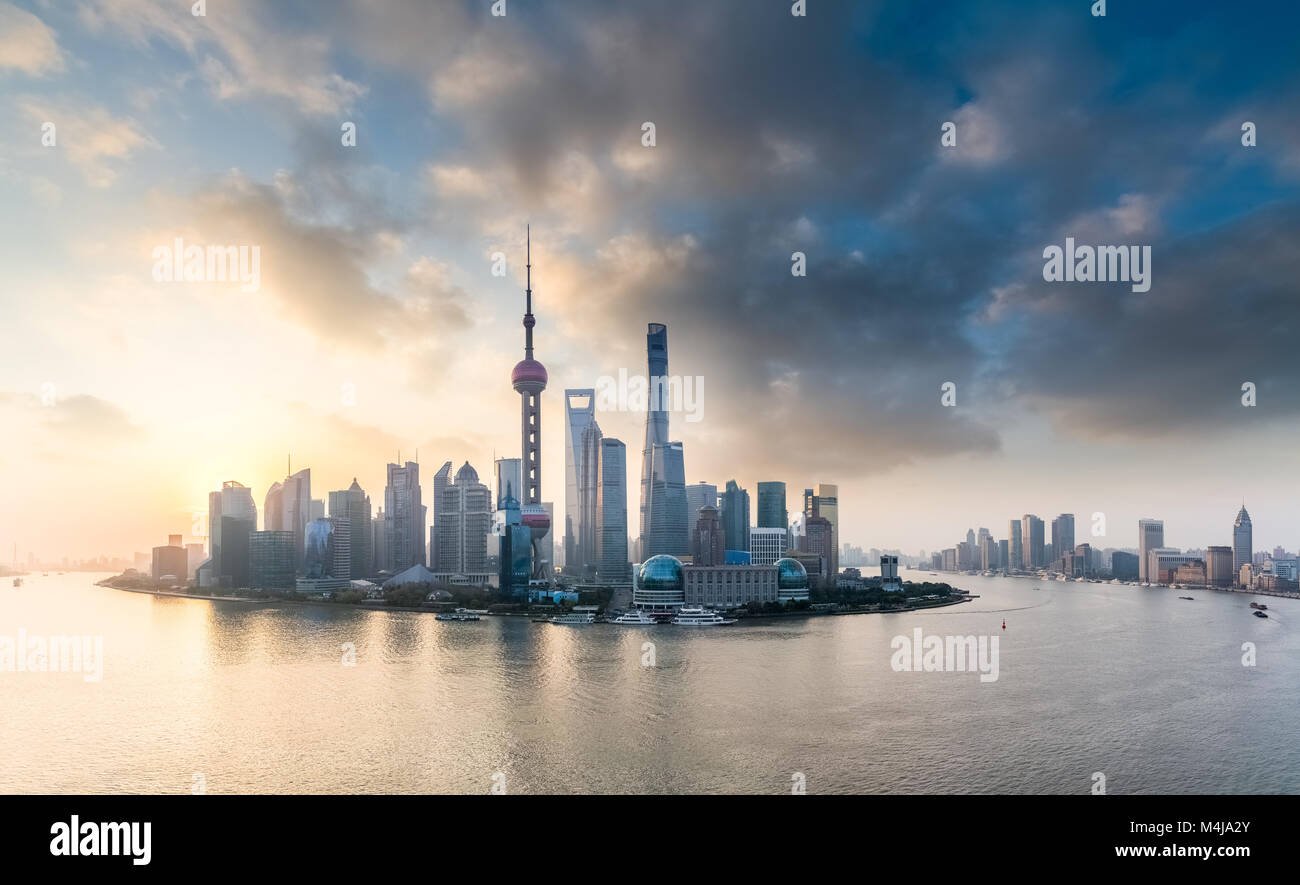 Lo skyline di Shanghai panorama Foto Stock