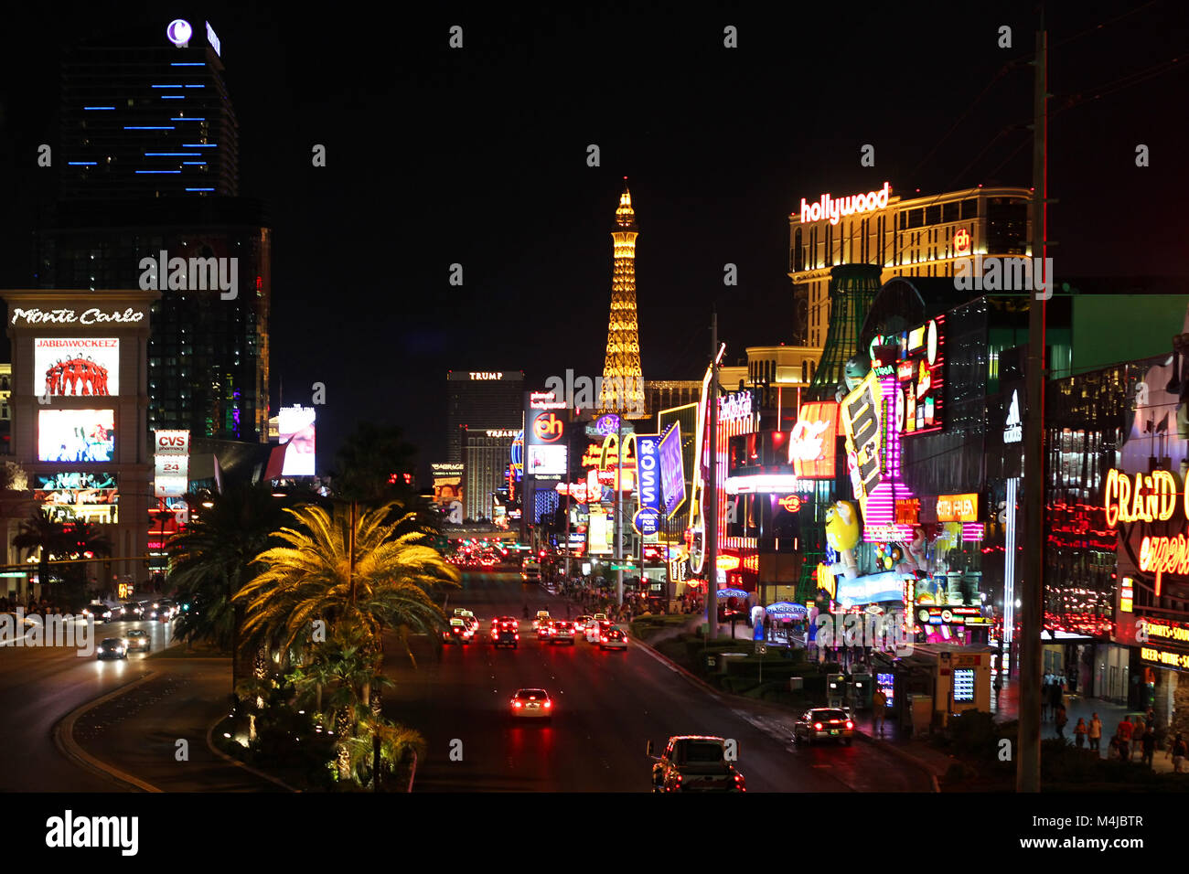 Las Vegas strip skyline e scene di strada di notte Foto Stock