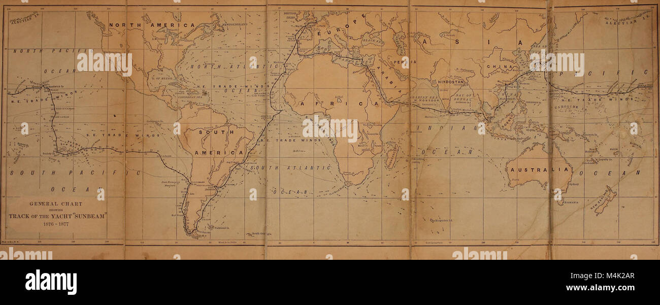 "Around the World in the Yacht Sunbeam" (1880) racconta il viaggio di un equipaggio di yacht che ha trascorso undici mesi in giro per il mondo. Il libro condivide le loro esperienze, avventure e sfide, esplorando varie culture e paesaggi incontrati durante il loro viaggio. Foto Stock
