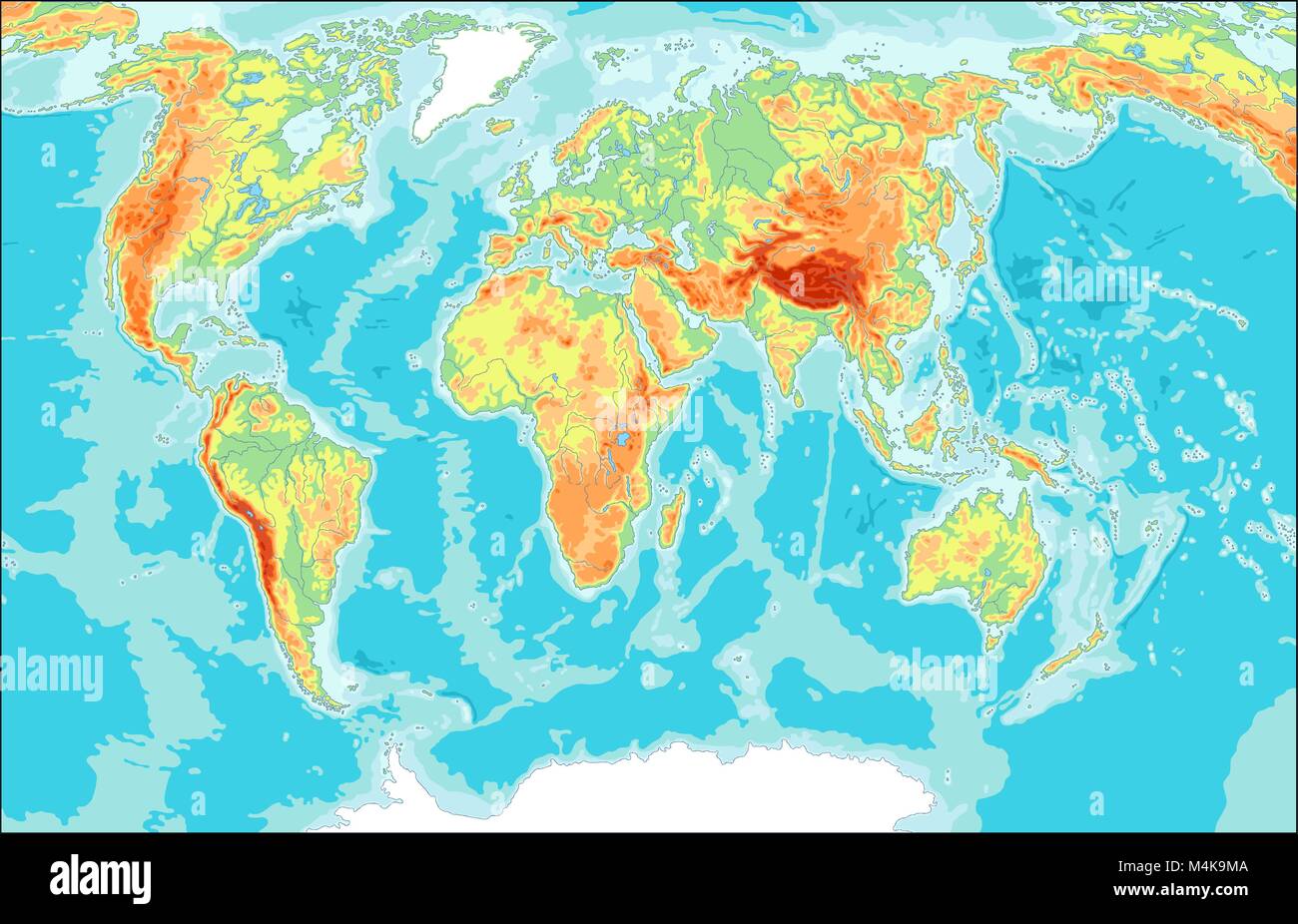 Mondo fisico mappa Illustrazione Vettoriale