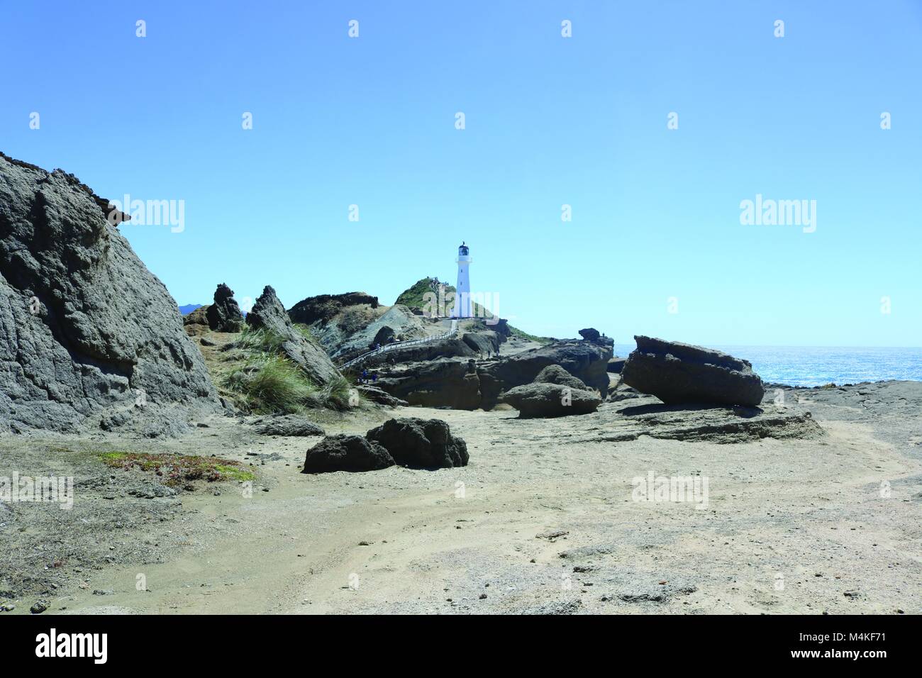 Castle Point Lighthouse, Wairarapa, Nuova Zelanda Foto Stock