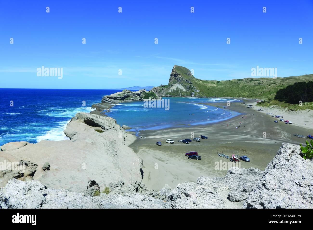 Castle Point Lighthouse, Wairarapa, Nuova Zelanda Foto Stock