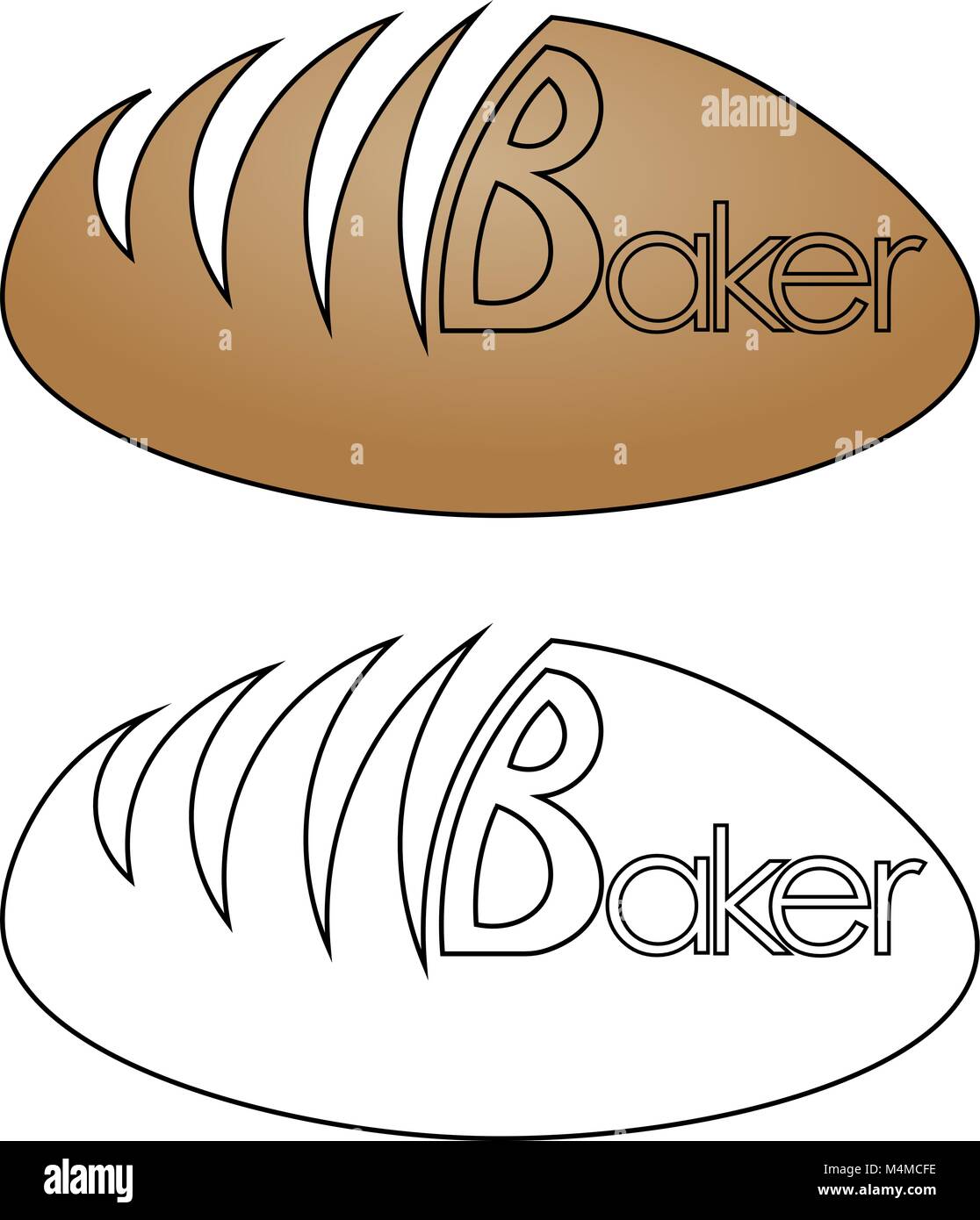Rullo minimalista con la scritta baker logo da forno Illustrazione Vettoriale