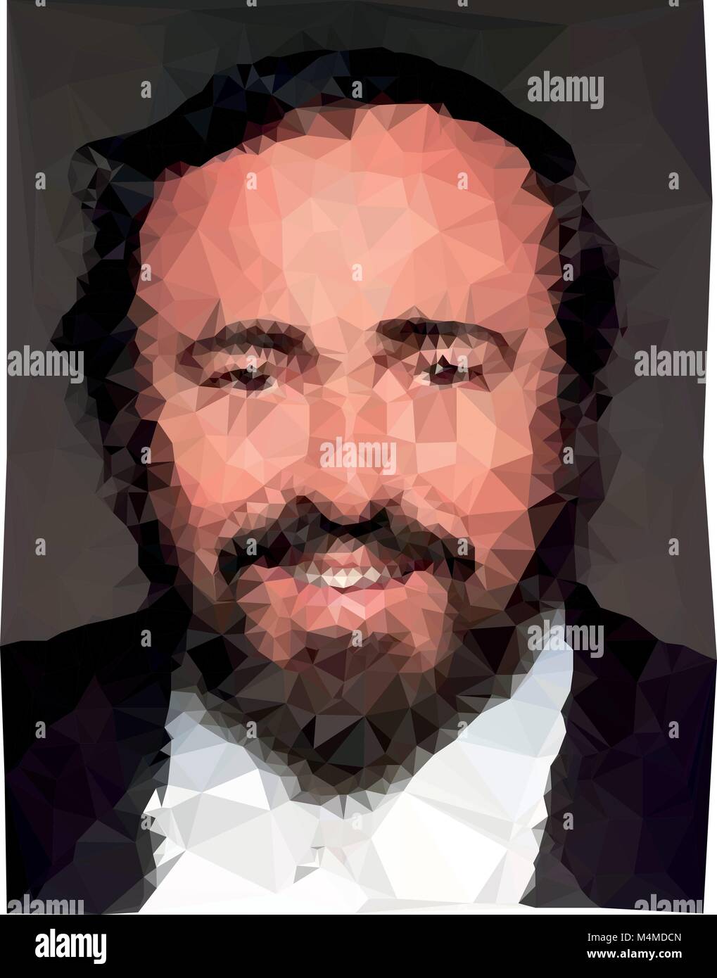 Luciano Pavarotti cantante ritratto poligonale illustrazione Illustrazione Vettoriale