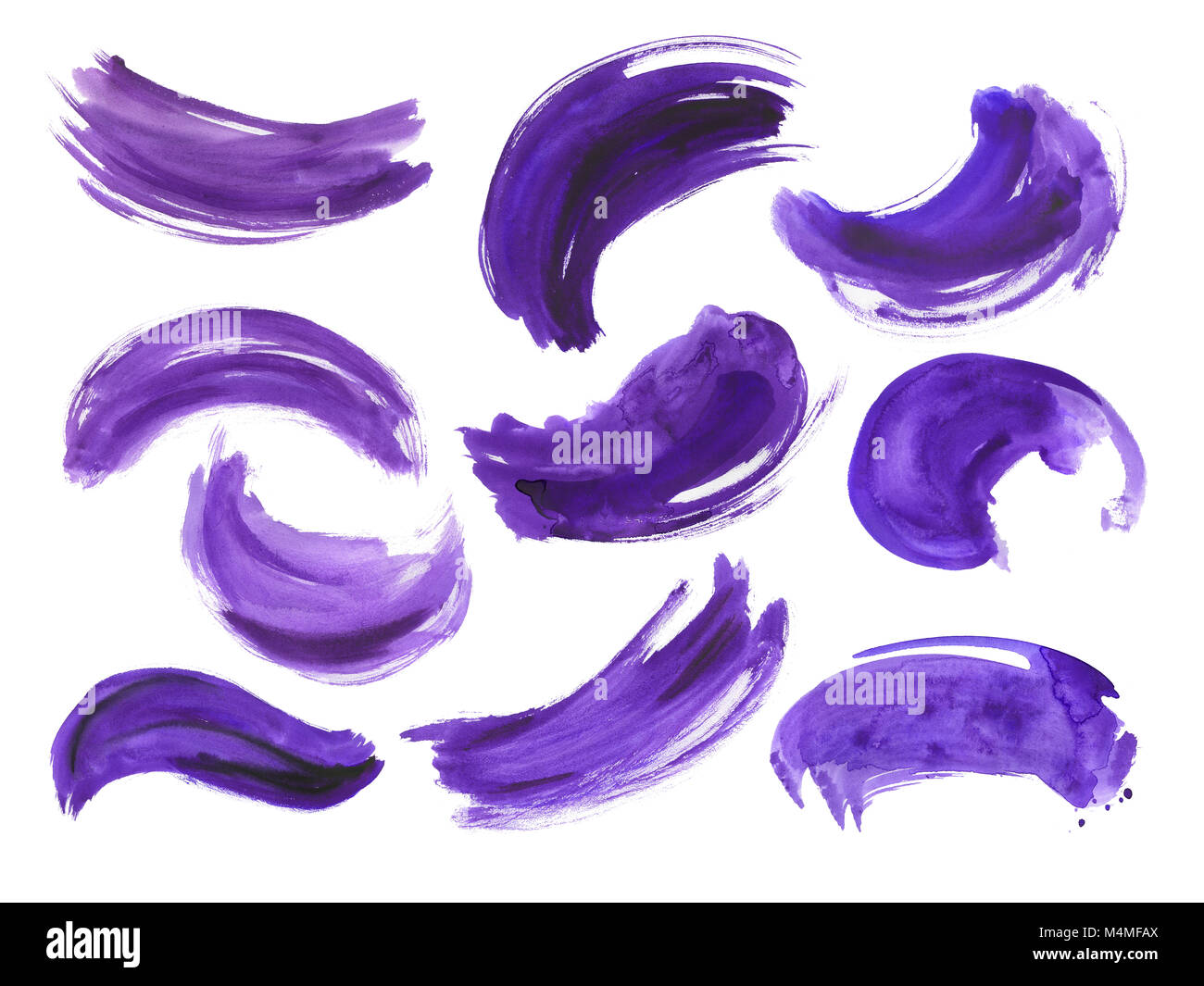 Acquerello ultra violet spazzolata impostato Foto Stock