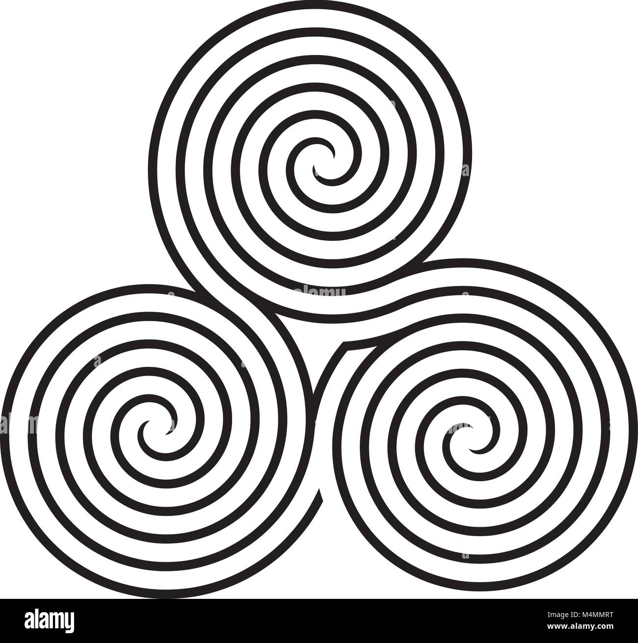 Tripla spirale simbolo a labirinto, illustrazione vettoriale Illustrazione Vettoriale