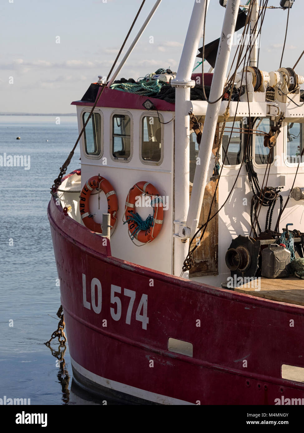 LEIGH-ON-SEA, ESSEX, Regno Unito - 16 FEBBRAIO 2018: Primo piano del pescatore Trawler a Old Leigh Foto Stock