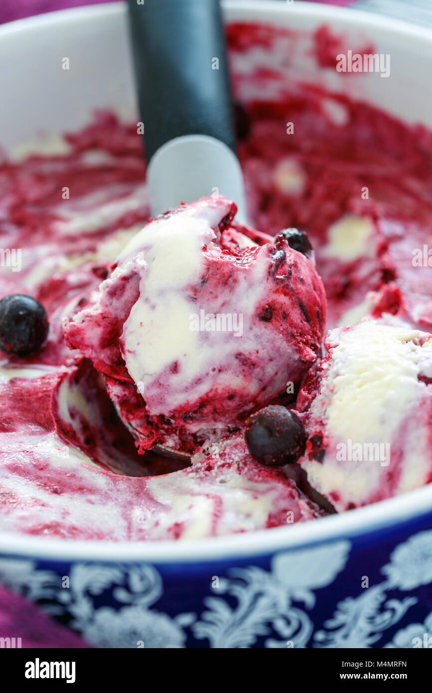 Gelato fatto in casa con ribes closeup. Foto Stock