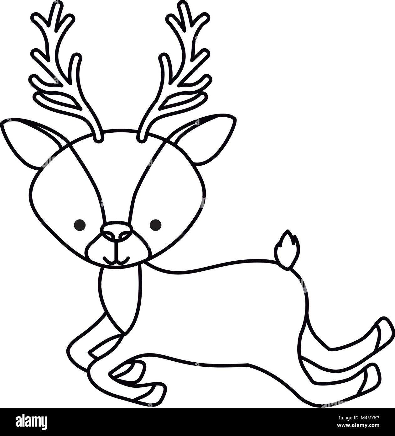 Bellissimo bosco di renne carattere Illustrazione Vettoriale