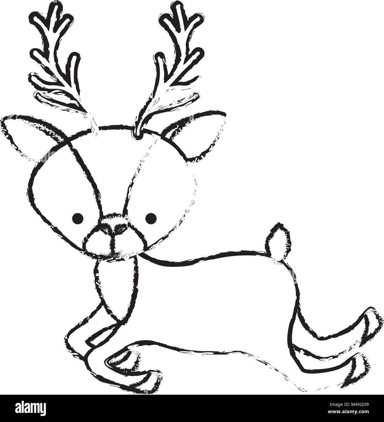 Bellissimo bosco di renne carattere Illustrazione Vettoriale