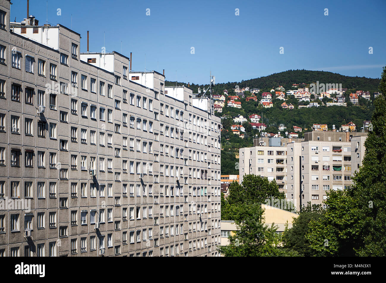 Tipico appartamento con pannelli antichi con molte finestre da Budapest, Ungheria, come una struttura o per sfondo Foto Stock