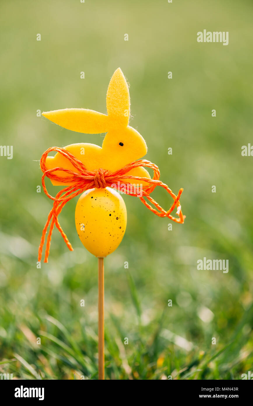 Pasqua il concetto di sfondo con colore giallo bunny figura Foto Stock