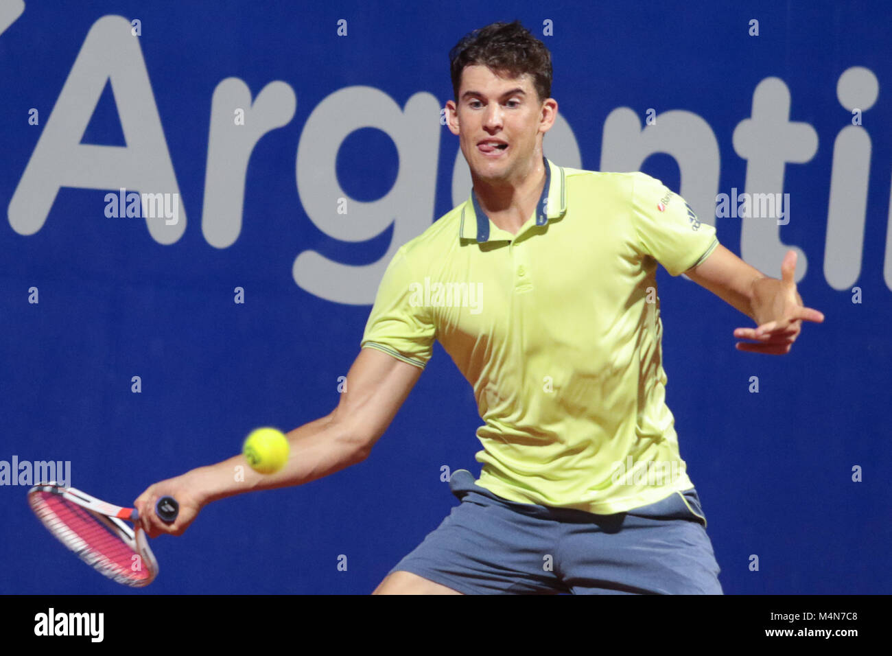 Bueos Aires, Argentina. Xvi Feb, 2018. Dominic Thiem durante i quarti di Buenos Aires ATP 250 questo venerdì il tribunale centrale di Buenos Aires Lawn Tennis, Argentina. Credito: Néstor J. Beremblum/Alamy Live News Foto Stock