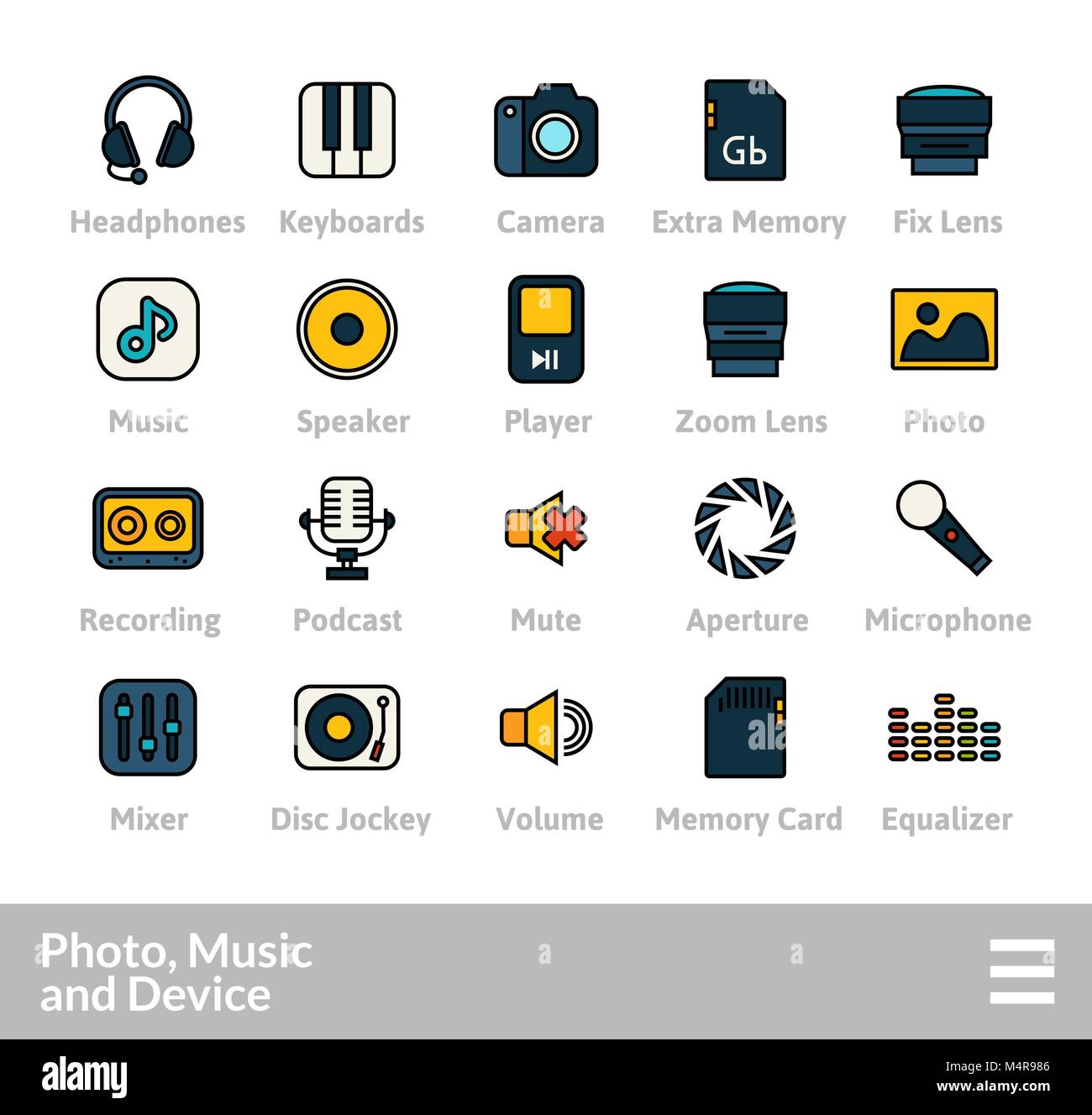 Icone di contorno sottile design piatto, linea moderna e lo stile di corsa Illustrazione Vettoriale
