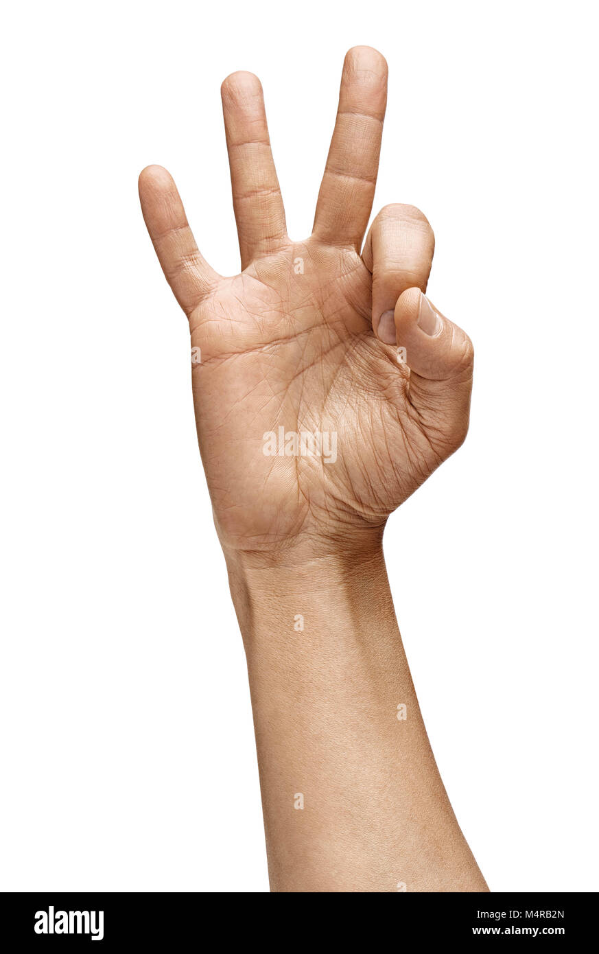 Mano d'uomo mostra gesto in buone condizioni. Concetto positivo. Close up. Alta risoluzione prodotto Foto Stock