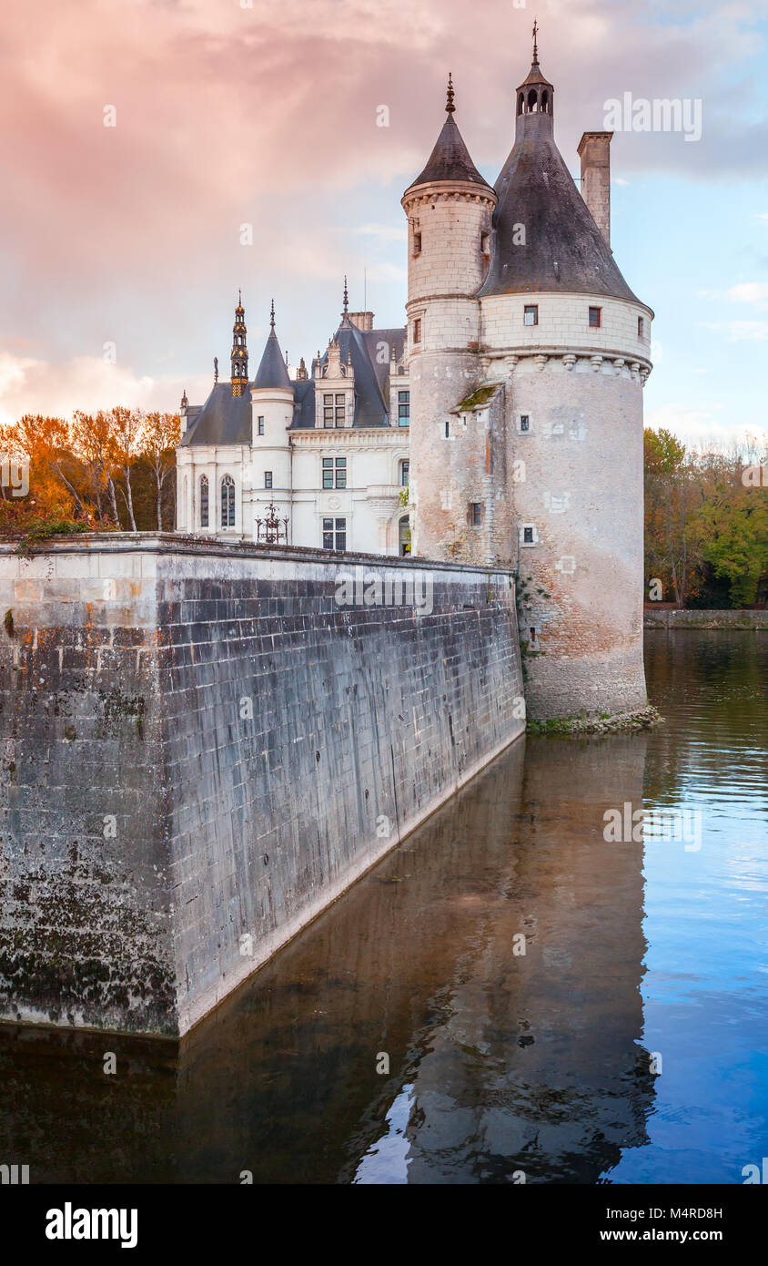Chateau de Chenonceau, medievale castello francese nella Valle della Loira, in Francia. È stato costruito nel secolo 15-16. Unesco patrimonio dell'umanità Foto Stock