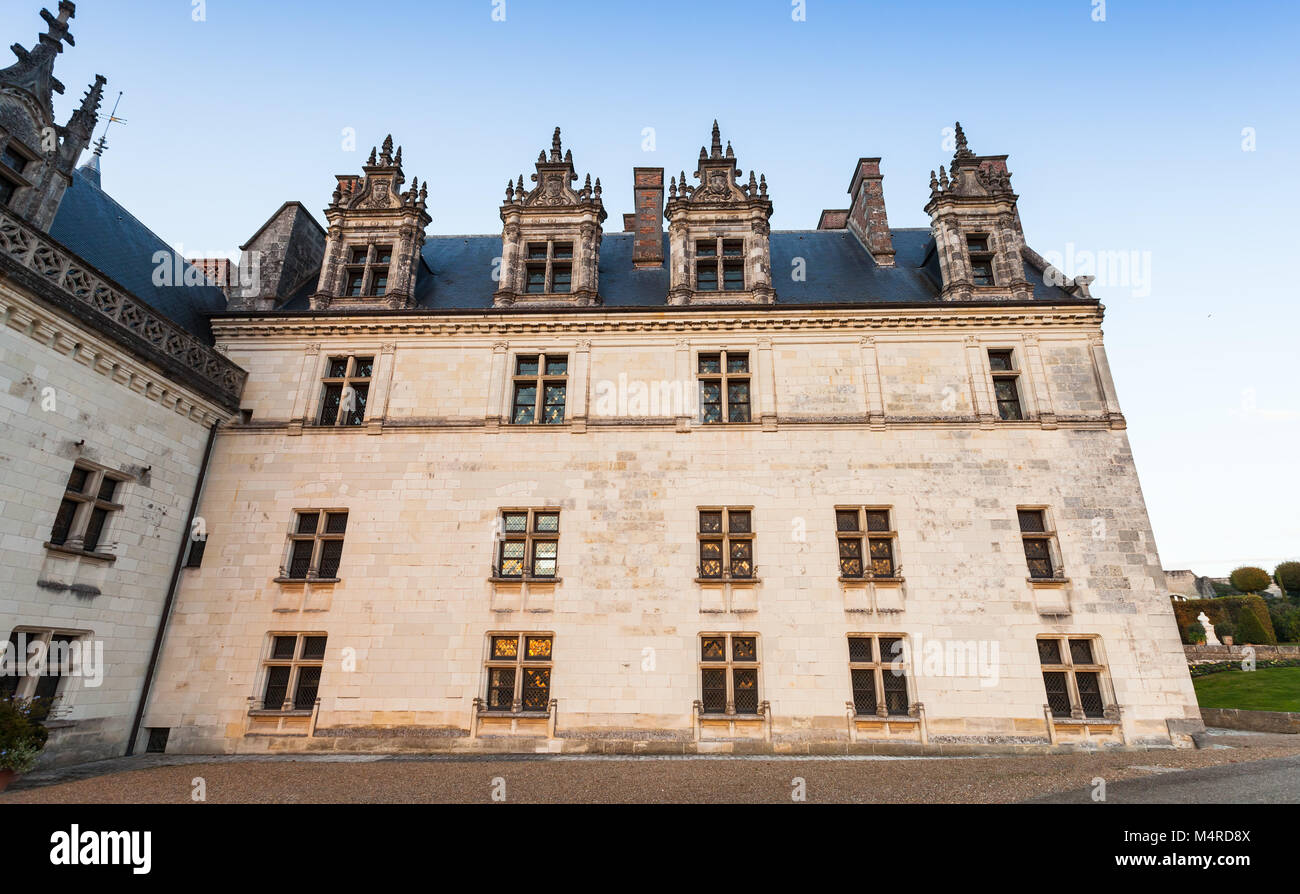 Castello di Amboise facciata. Castello situato in Indre-et-Loire department della Valle della Loira in Francia Foto Stock