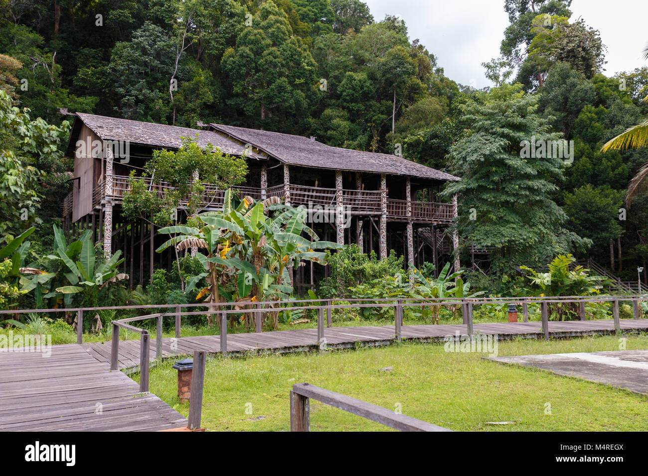 Orang ulu longhouse, il Damai, Sarawak Borneo Malaysia Foto Stock