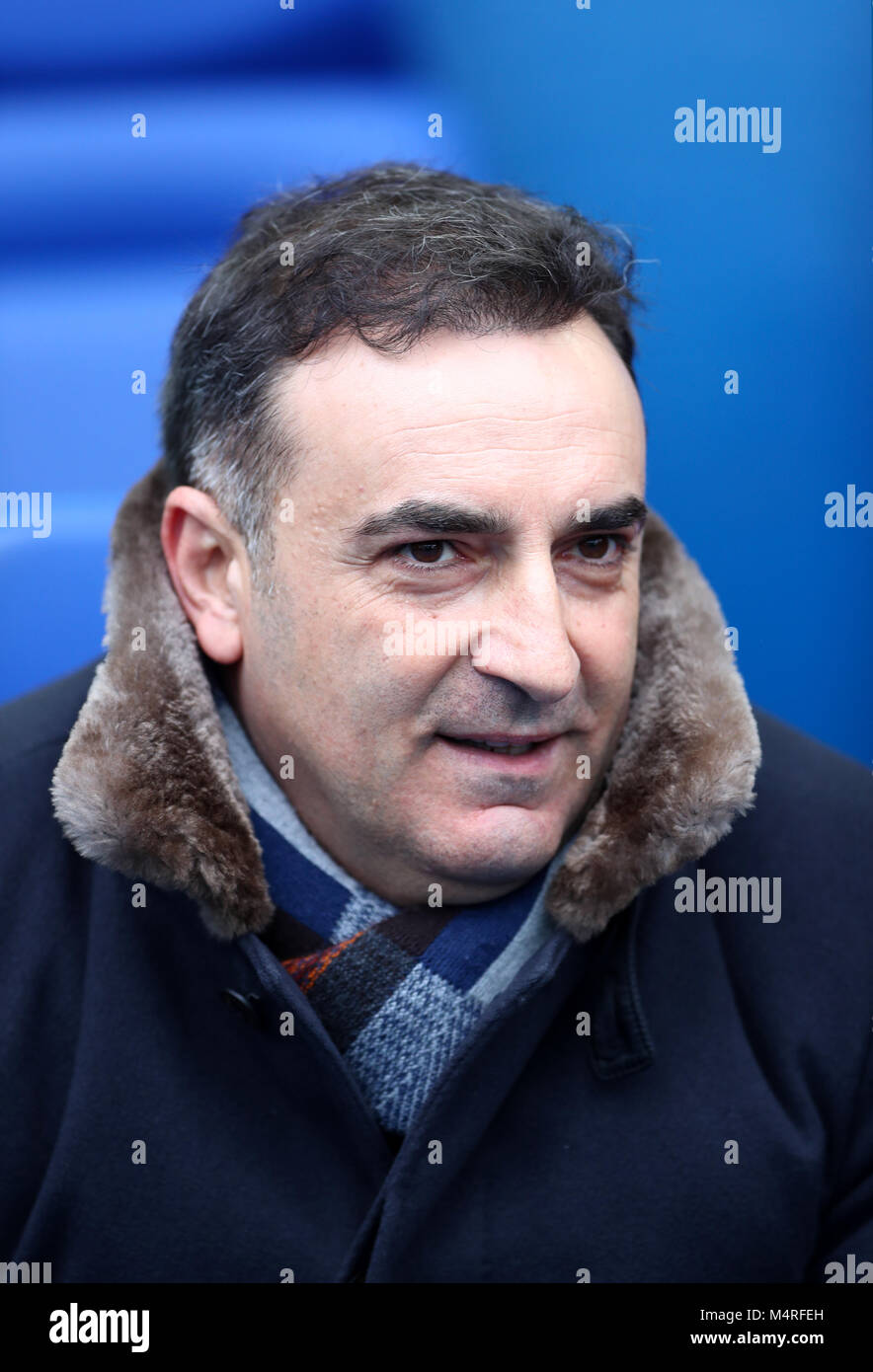 Il manager di Swansea City Carlos Carvalhal durante la Coppa Emirates fa, Fifth Round match a Hillsborough, Sheffield. PREMERE ASSOCIAZIONE foto. Data immagine: Sabato 17 febbraio 2018. Vedi PA storia SOCCER Sheff Wed. Photo credit should Read: Tim Goode/PA Wire. RESTRIZIONI: Nessun utilizzo con audio, video, dati, elenchi di apparecchi, logo di club/campionato o servizi "live" non autorizzati. L'uso in-match online è limitato a 75 immagini, senza emulazione video. Nessun utilizzo nelle scommesse, nei giochi o nelle pubblicazioni di singoli club/campionati/giocatori. Foto Stock