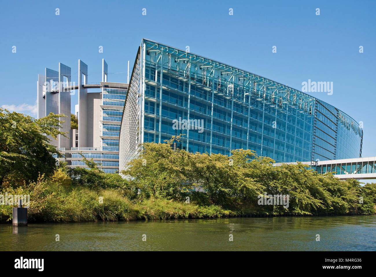 Parlamento europeo al fiume Ill, Strasburgo, Alsazia, Bas-Rhin, Francia, Europa Foto Stock