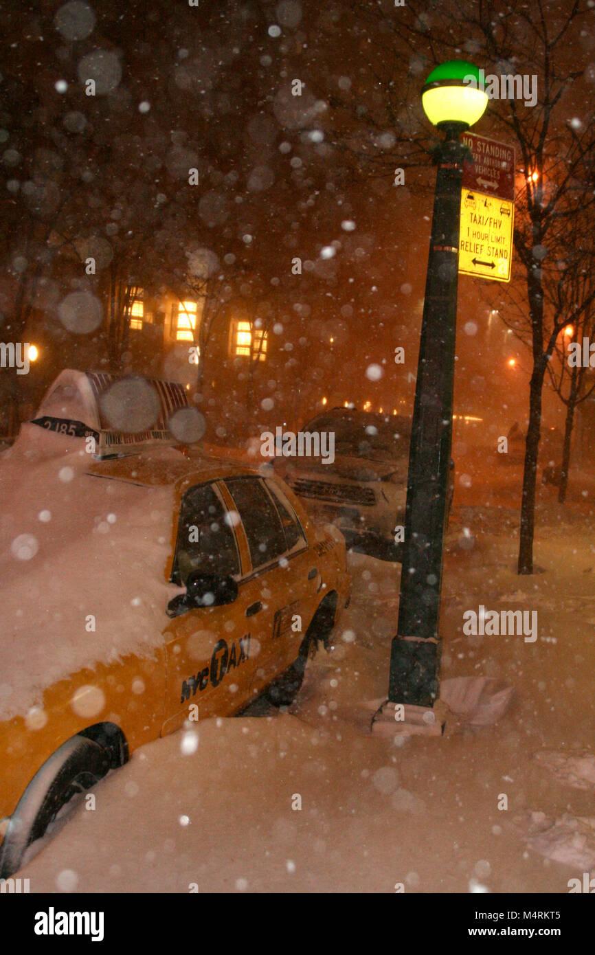 Blizzard in New York Foto Stock