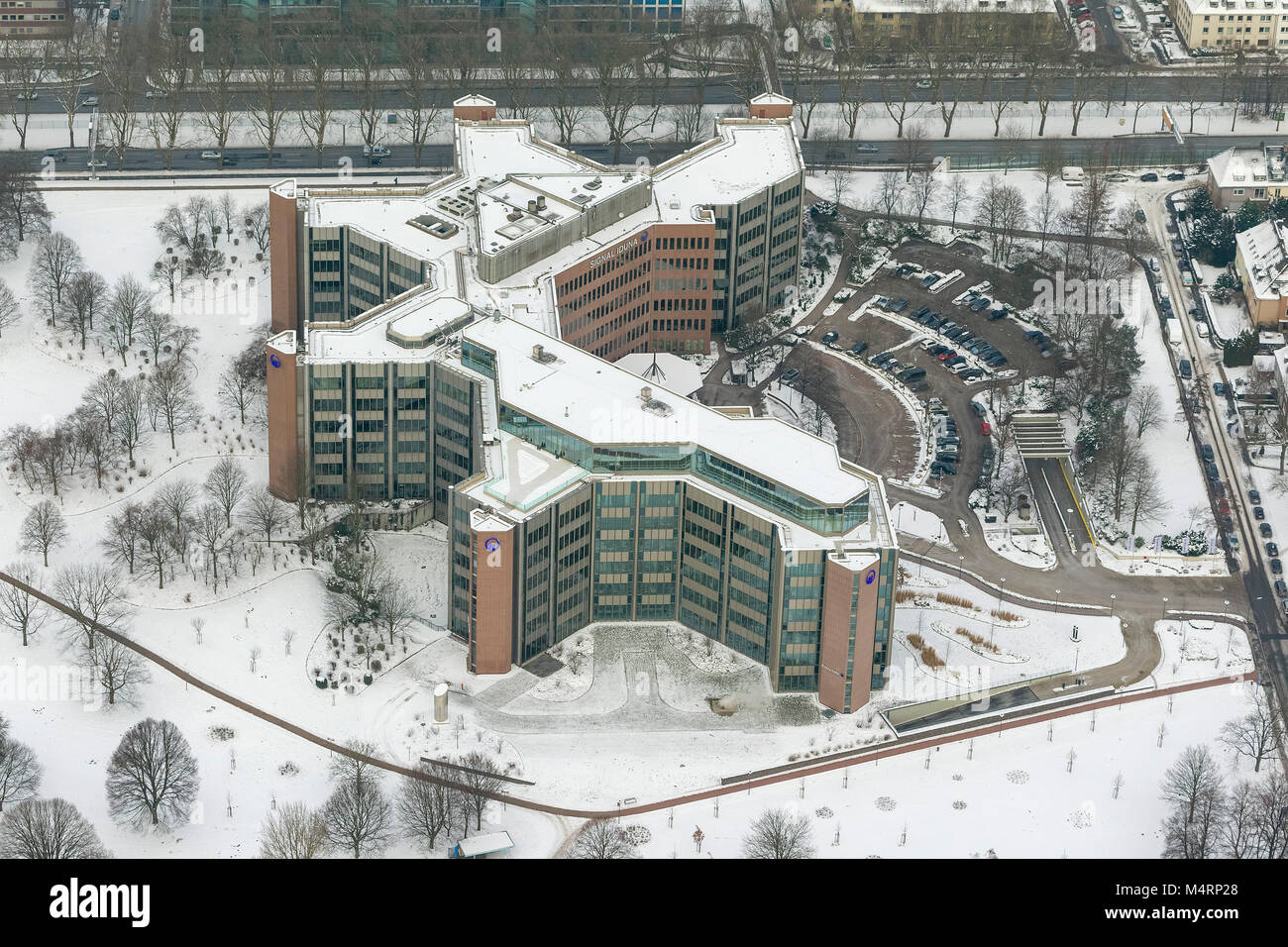 Vista aerea, Signal Iduna capo ufficio, compagnia di assicurazioni, sede, Dortmund, Dortmund, Ruhr, Renania settentrionale-Vestfalia, in Germania, in Europa, la zona della Ruhr, Eur Foto Stock