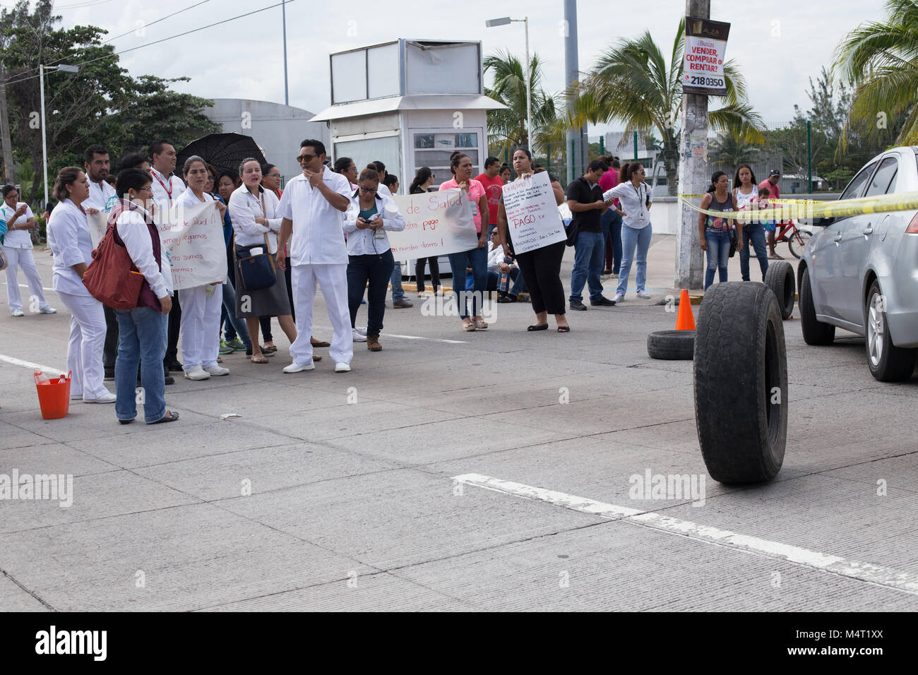 I medici per protesta salari migliori a Veracruz Mx Foto Stock