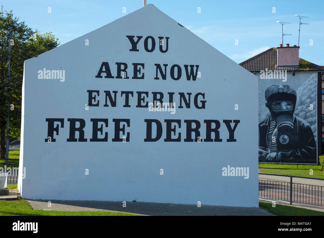 Free Derry Corner nel Bogside, Derry City, nella contea di Derry, Irlanda del Nord. Foto Stock