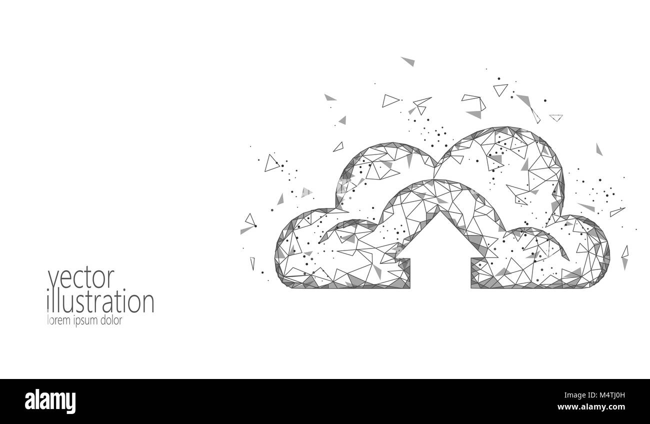 Il cloud computing online storage a basso poli. Futuro poligonale internet moderna tecnologia aziendale. Bianco grigio monocromatico dati globali per lo scambio di informazioni di sfondo disponibili illustrazione vettoriale Illustrazione Vettoriale