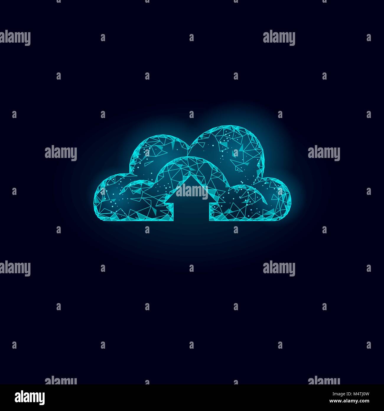 Il cloud computing online storage a basso poli. Futuro poligonale internet moderna tecnologia aziendale. Blu brillante dati globali per lo scambio di informazioni di sfondo disponibili illustrazione vettoriale Illustrazione Vettoriale