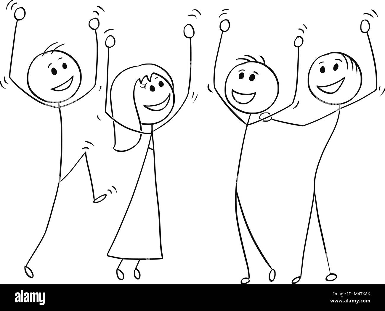 Cartoon di un gruppo di persone per celebrare il successo Illustrazione Vettoriale