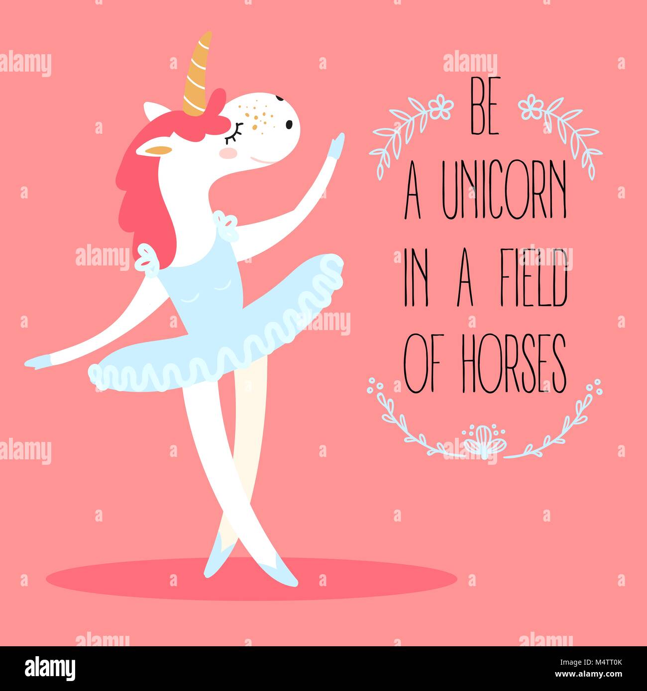 Funny unicorn ballerina in gonna tutus. Motivazione Illustrazione Vettoriale